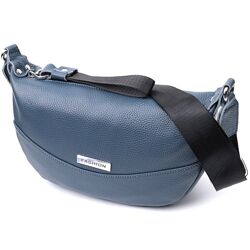 Сумка для жінок через плече з незвичайним бігунком брелоком з натуральної шкіри722617 Синя