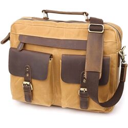 Стильний портфель з якісного текстилю зі шкіряними вставками7208741 Світло-коричневий