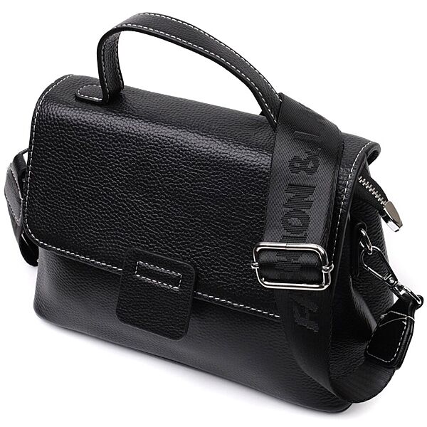 Сумка сетчел у класичному кольорі для жінок з натуральної шкіри722291 Чорна