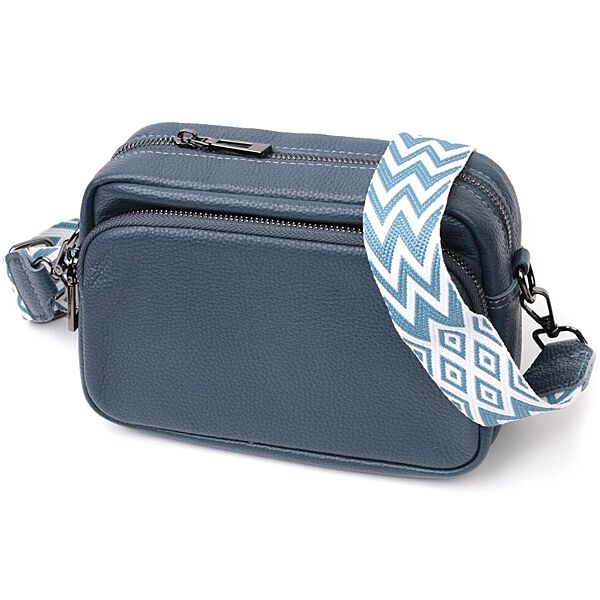 Цікава жіноча сумка крос-боді з натуральної шкіри722297 Синя