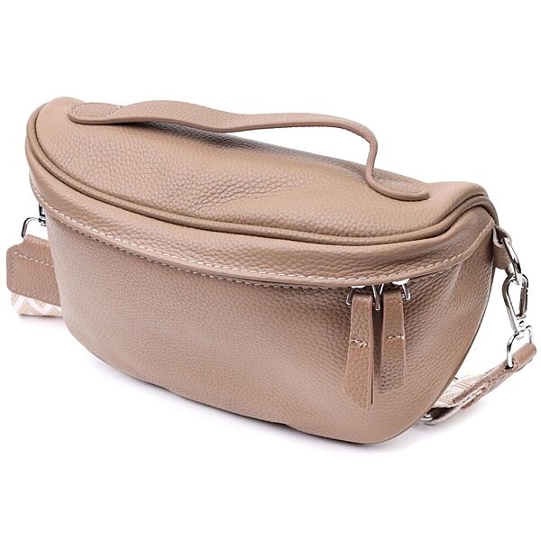 Літня жіноча сумка через плече в класичному кольорі з натуральної шкіри722657 Бежева