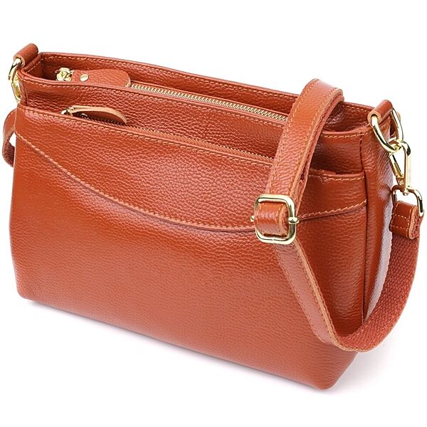 Жіноча сумка з натуральної шкіри з формостійким дном722983 Коричневий