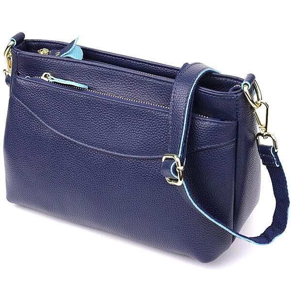 Жіноча шкіряна сумка з жорстким дном722986 Синій