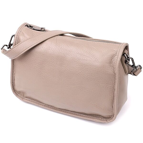 Жіноча сумка на плече з натуральної шкіри723002 Темно-сірий