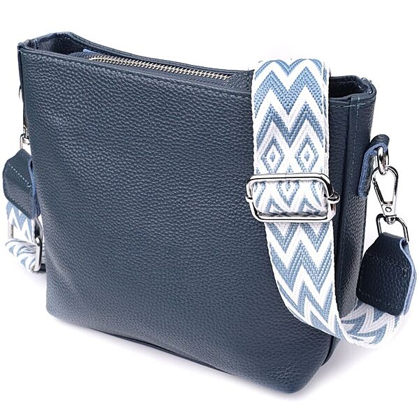 Повсякденна сумка жіноча на плече з натуральної шкіри722911 Блакитний