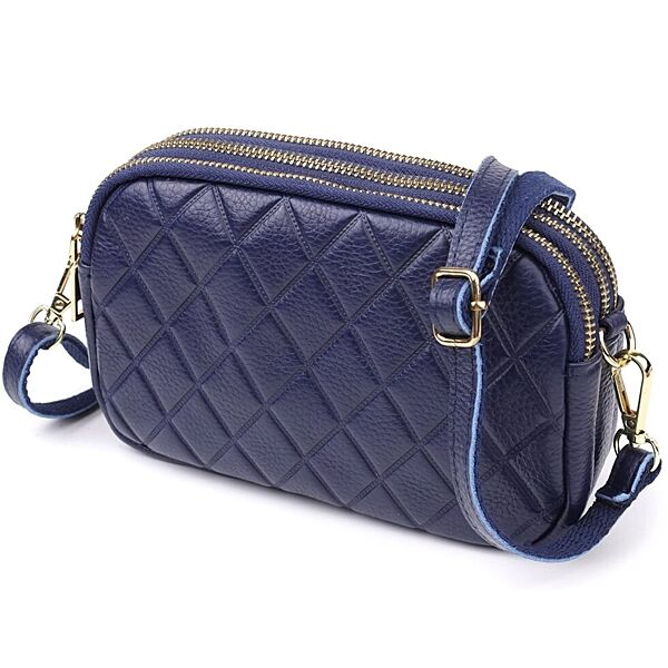 Шкіряна сумка на три відділення для жінок722892 Синій