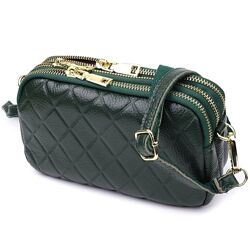 Шкіряна сумка на три відділення для жінок722893 Зелений