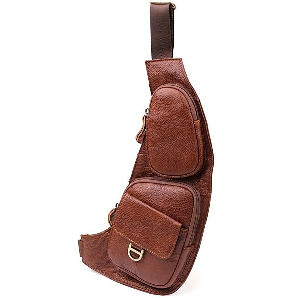 Чоловіча сумка через плече із зернистої натуральної шкіри722966 Коричневий