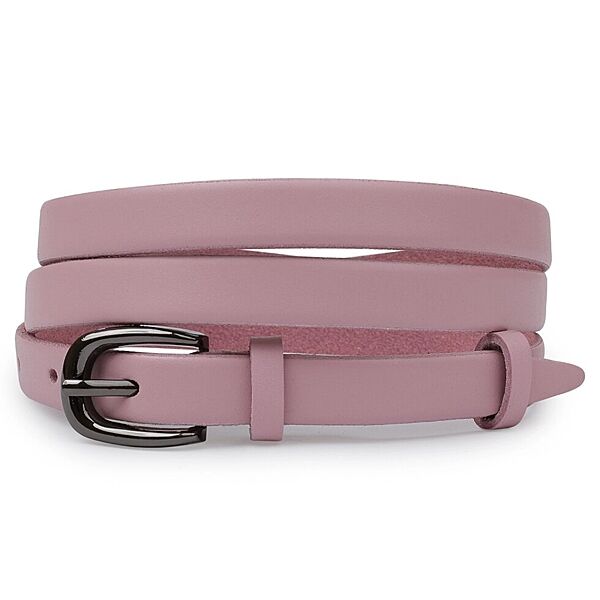 Тонкий ремінь з натуральної шкіри720761 Рожевий