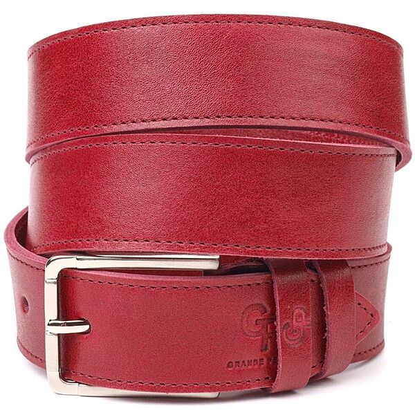 Оригінальний яскравий ремінь із натуральної шкіри 721458 Бордовий
