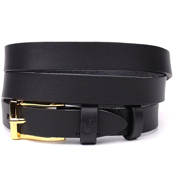 Тонкий шкіряний ремінь для жінок 722947 Чорний