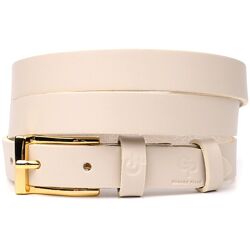 Красивий тонкий шкіряний ремінь для жінок 722949 Молочний