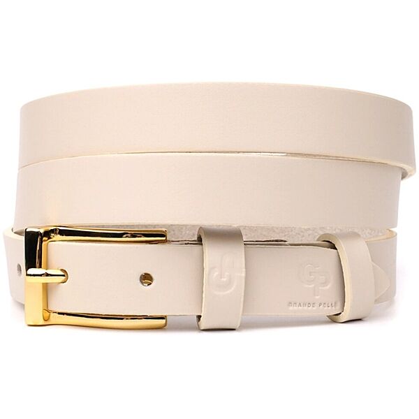 Красивий тонкий шкіряний ремінь для жінок 722949 Молочний