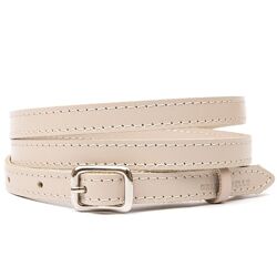 Тонкий жіночий шкіряний ремінь 711444 Бежевий