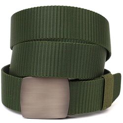 Міцний чоловічий ремінь з металевою пряжкою з текстилю 205957Зелений