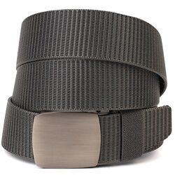 Практичний чоловічий ремінь з металевою пряжкою з текстилю 205977Сірий