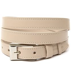 Тонкий шкіряний ремінь для жінок 711447 Бежевий