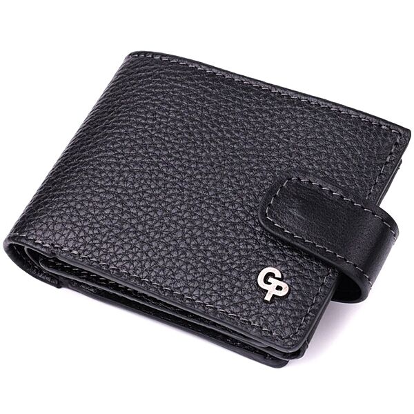 Стильне портмоне з люксової зернистої шкіри флотар 722875 Чорний