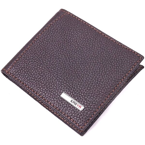 Практичний чоловічий затиск із монетницею з натуральної шкіри 721404 Коричневий