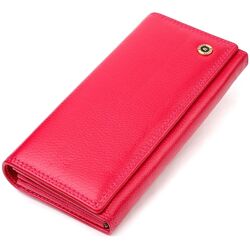 Яскравий гаманець для жінок з натуральної шкіри 719422 Рожевий