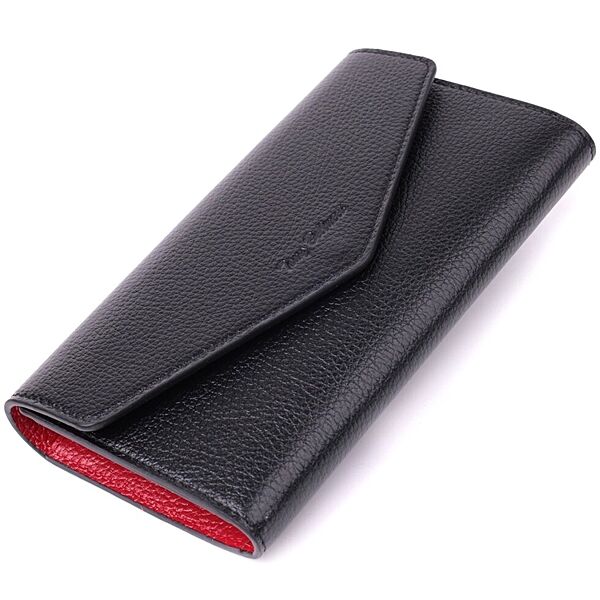 Містке портмоне для жінок з натуральної шкіри 722887 Чорний