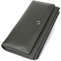 Горизонтальний гаманець з кишенею для телефону з натуральної шкіри 723068 Зелений