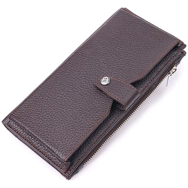 Чоловіче вертикальне портмоне з натуральної шкіри 721421 Коричневий
