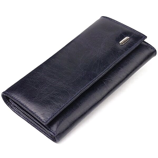 Портмоне для жінок з монетницею з натуральної шкіри 721533 Синє