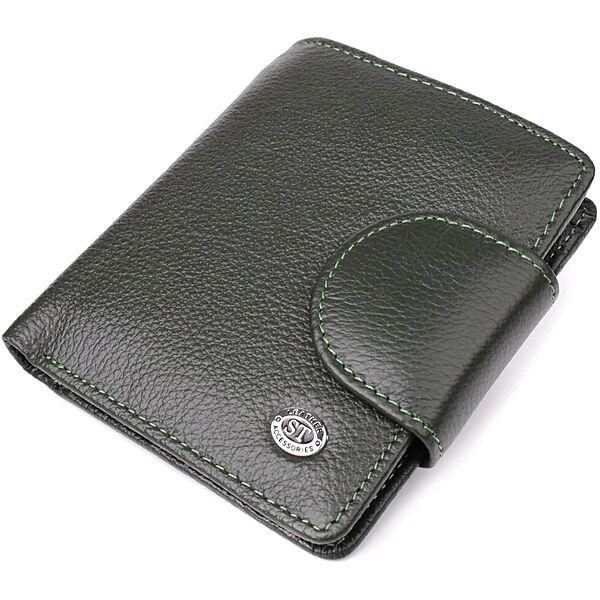 Вертикальний жіночий гаманець з натуральної шкіри 723070 Зелений