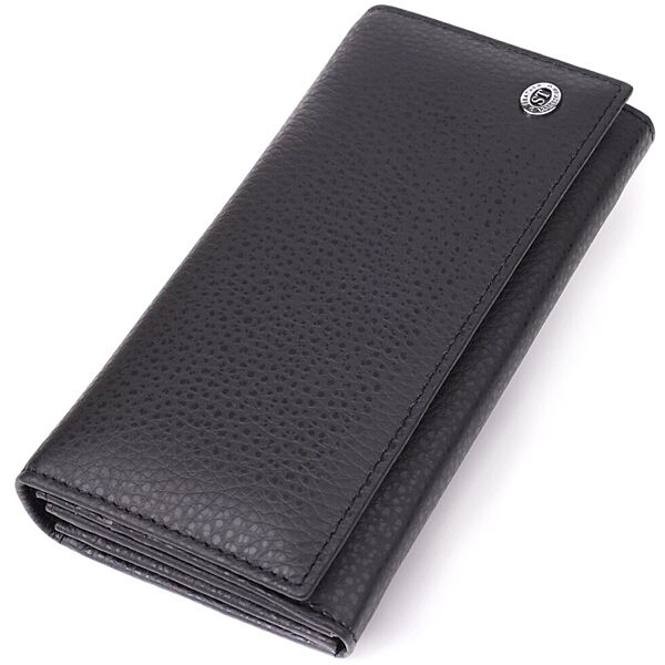 Жіночий вертикальний гаманець із натуральної шкіри 723084 Чорний