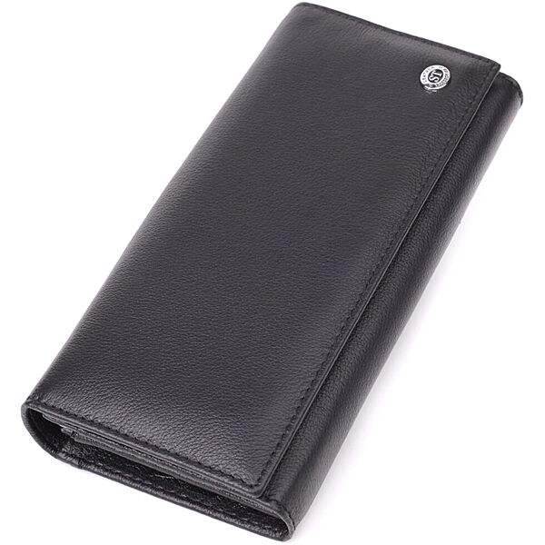 Солідний жіночий гаманець із натуральної шкіри 723088 Чорний