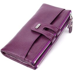 Яскравий жіночий гаманець з натуральної шкіри 7208731 Фіолетовий
