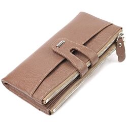 Цікавий гаманець з натуральної зернистої шкіри 721634 Бежевий