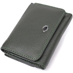 Жіночий гаманець компактного розміру з натуральної шкіри 723072 Зелений