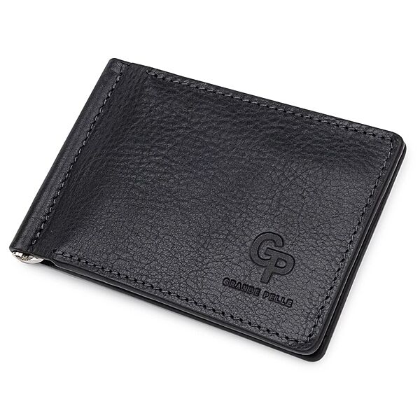 Чоловічий затискач для грошей з монетницею 711548 Чорний