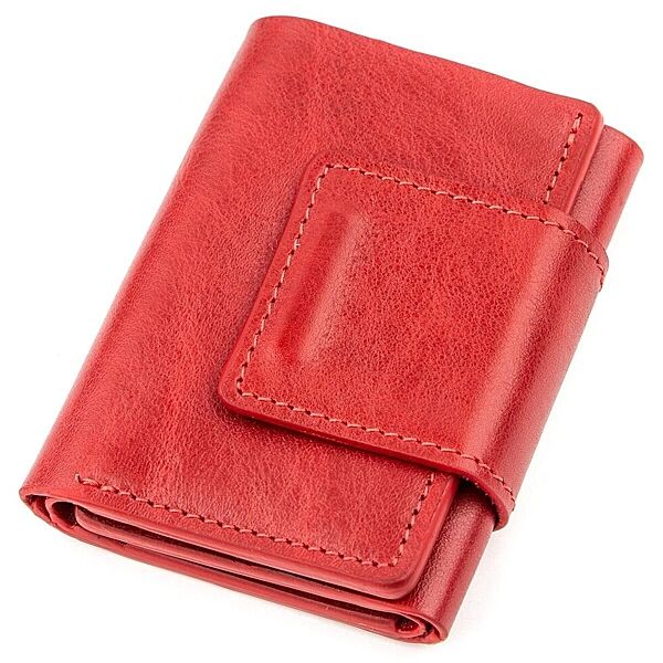 Суворе портмоне жіноче з гладкої шкіри 711153 Червоне