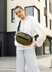 Сумка через плече жіноча бананка хакі