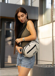 Сумка через плече жіноча бананка сіра