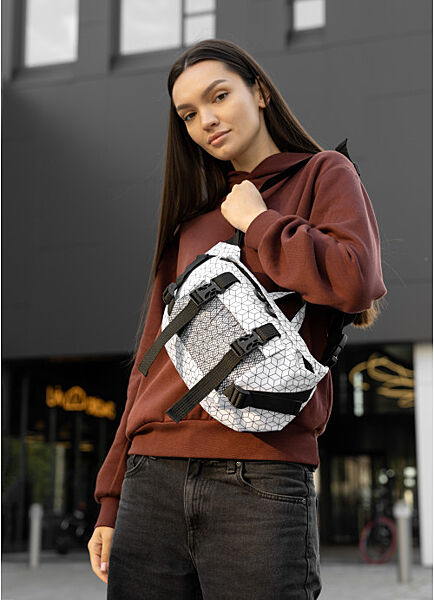 Велика жіноча поясна сумка бананка тканева принт