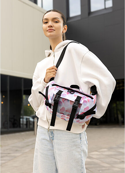 Велика жіноча поясна сумка бананка тканева принт