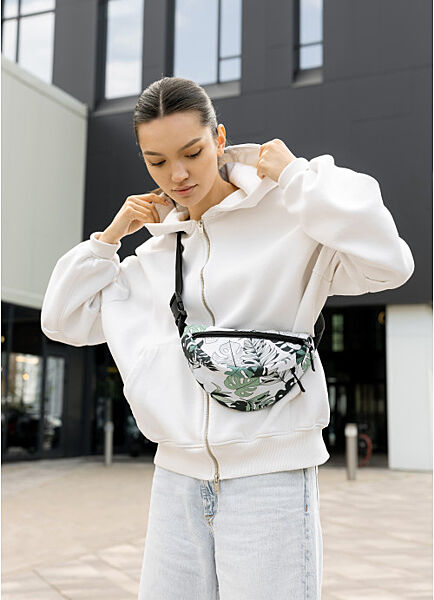 Жіноча сумка на пояс бананка з принтом