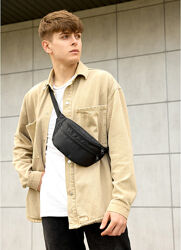 Сумка на пояс бананка чорний тканевий