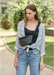 Жіноча сумка на пояс бананка графітовий