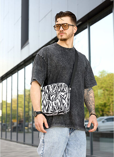 Чоловіча сумка через плече месенджер принт зебра