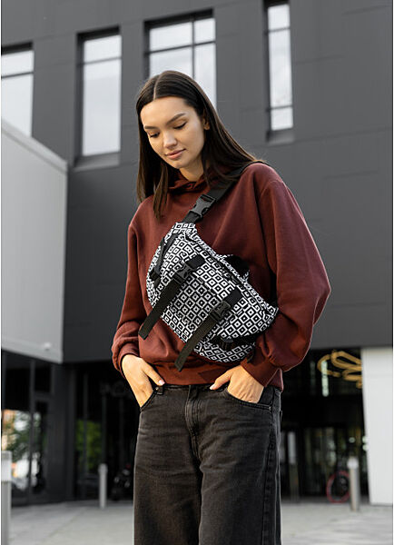 Велика жіноча поясна сумка бананка тканева