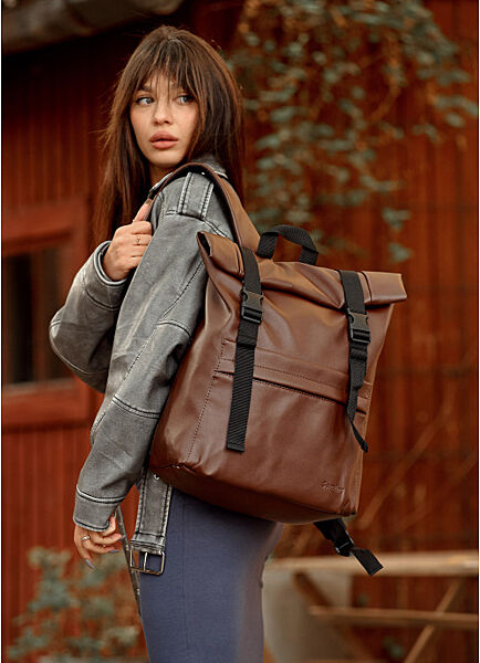 Рюкзак ролл жіночий шоколадний