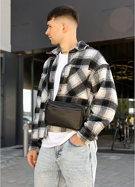 Сумка на пояс сіра нубук