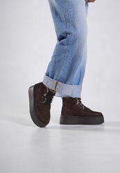 Зимові черевики ботінки замша коричневі жіночі 707k