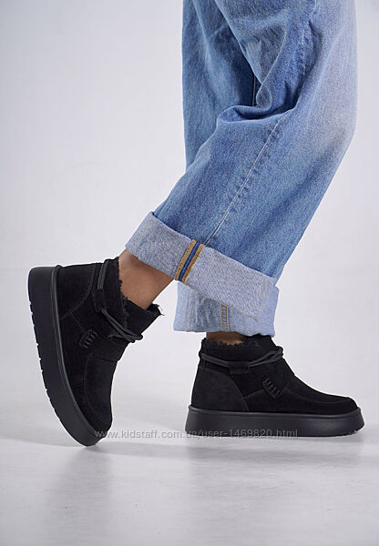 Черевики ботинки замша зима жіночі чорні 7061