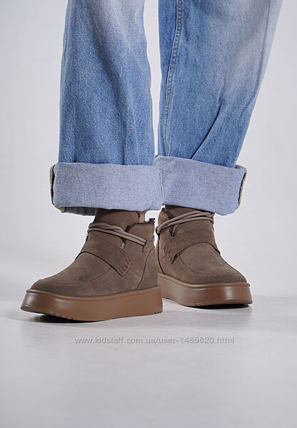 Черевики ботинки замша зима жіночі світло-коричневі 7062